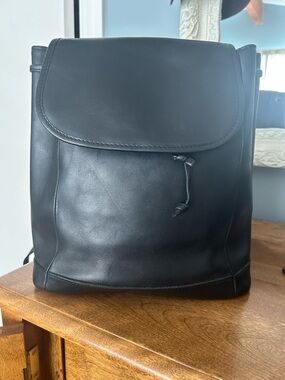 Vintage L.L. Bean Town and Field Rucksack, Leather Backpack in Black